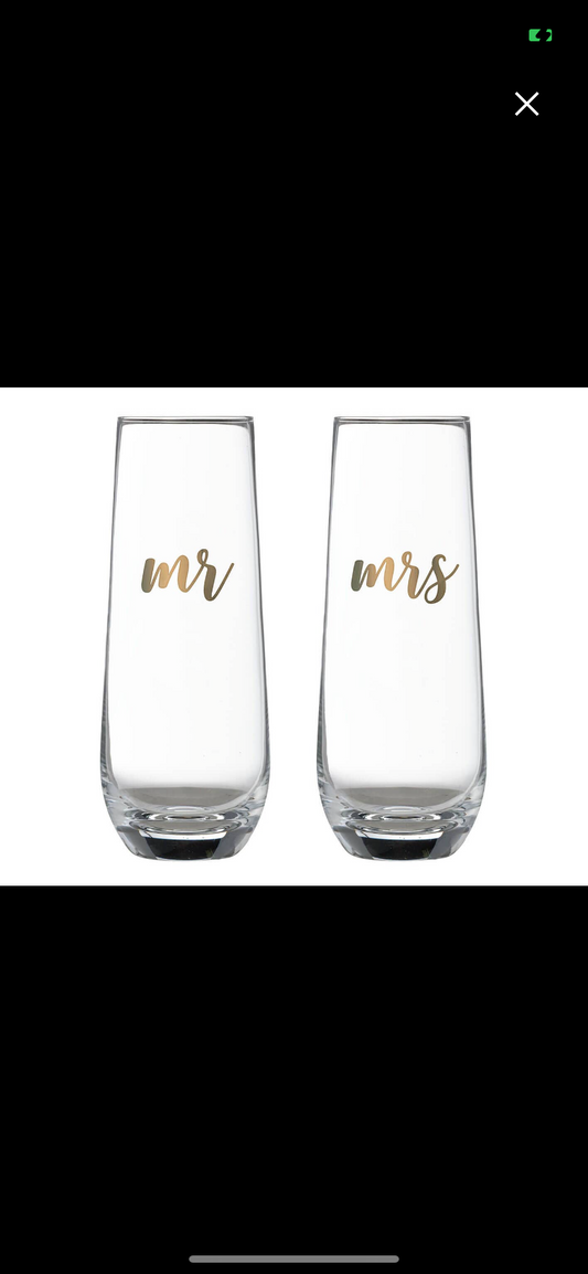 Mr & Mrs Champagne Glass Set