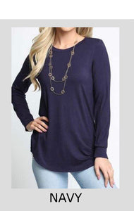 Solid Long Sleeve Navy Tunic