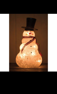 Frosted Glass Lighted Snowman