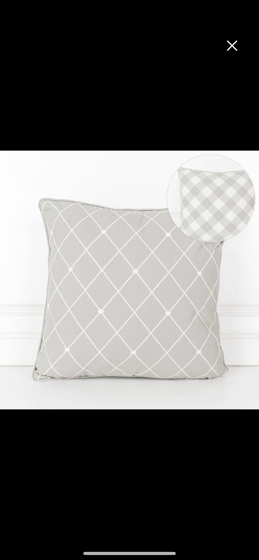 Gray/White Plaid Two Sided Decor Pillow 14.25x14.25