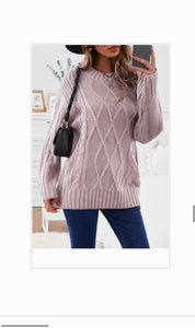 Pink Cable Knit Sweater