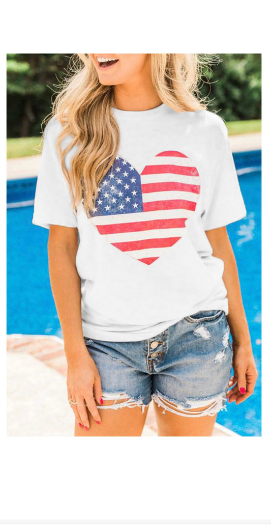 America Heart Short Sleeve Tee