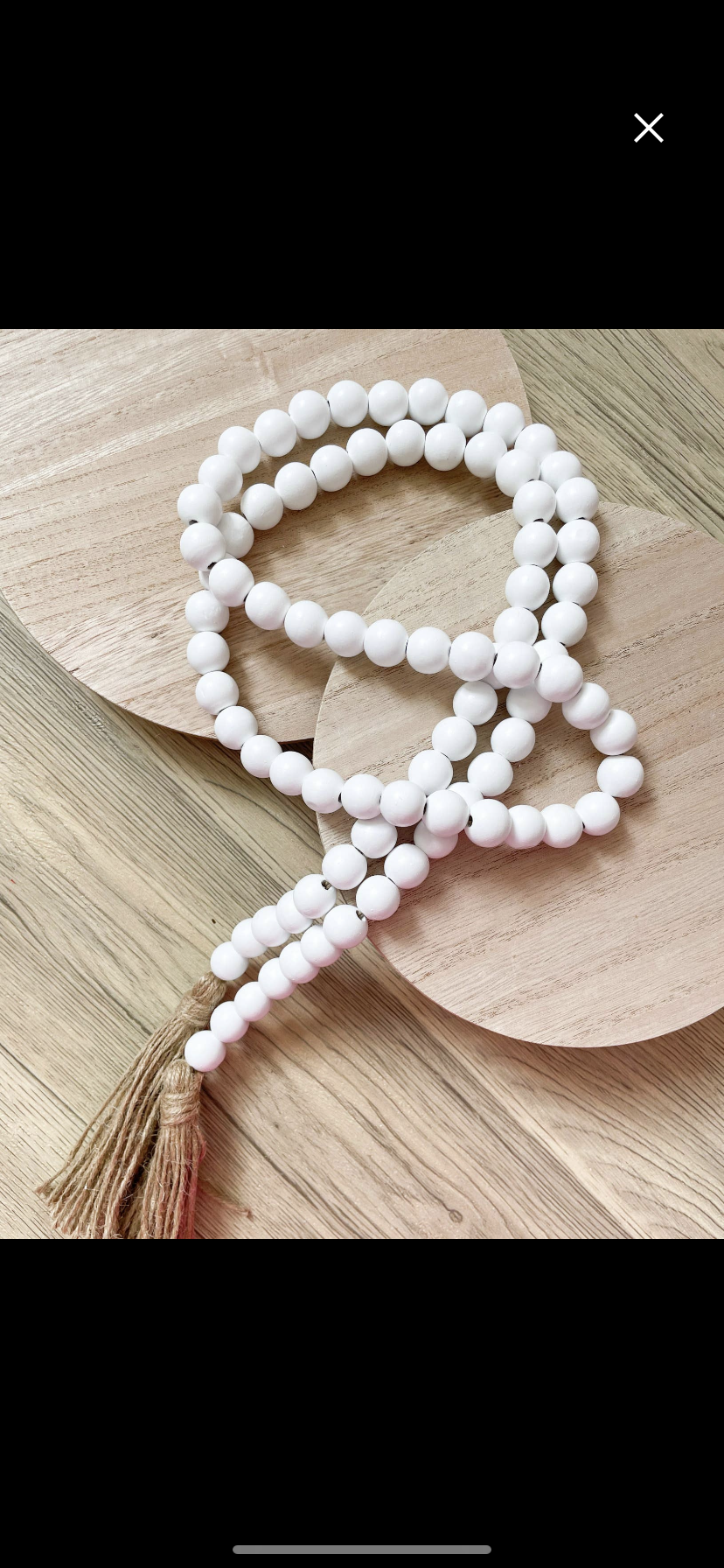 White Wooden Bead Garland w/ Tassle