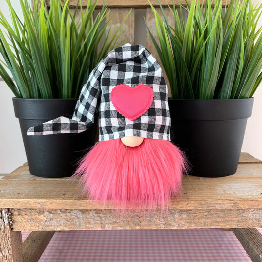 6" Mini Valentine Hot Pink Check Gnome, Boy