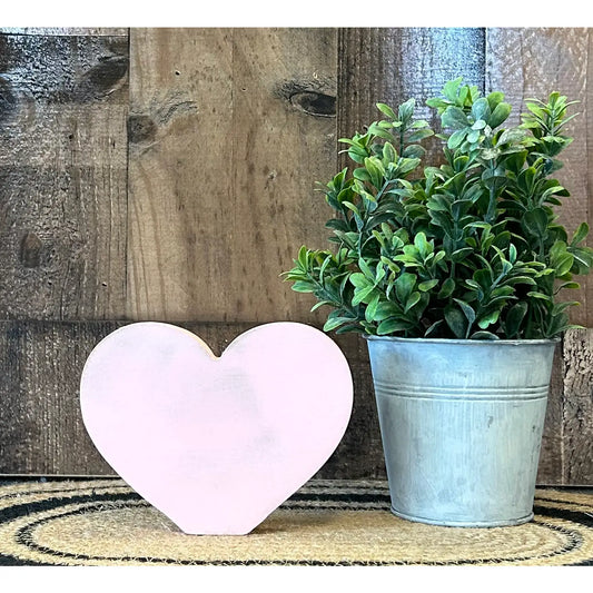 Primitive Wood Heart Pink Wide