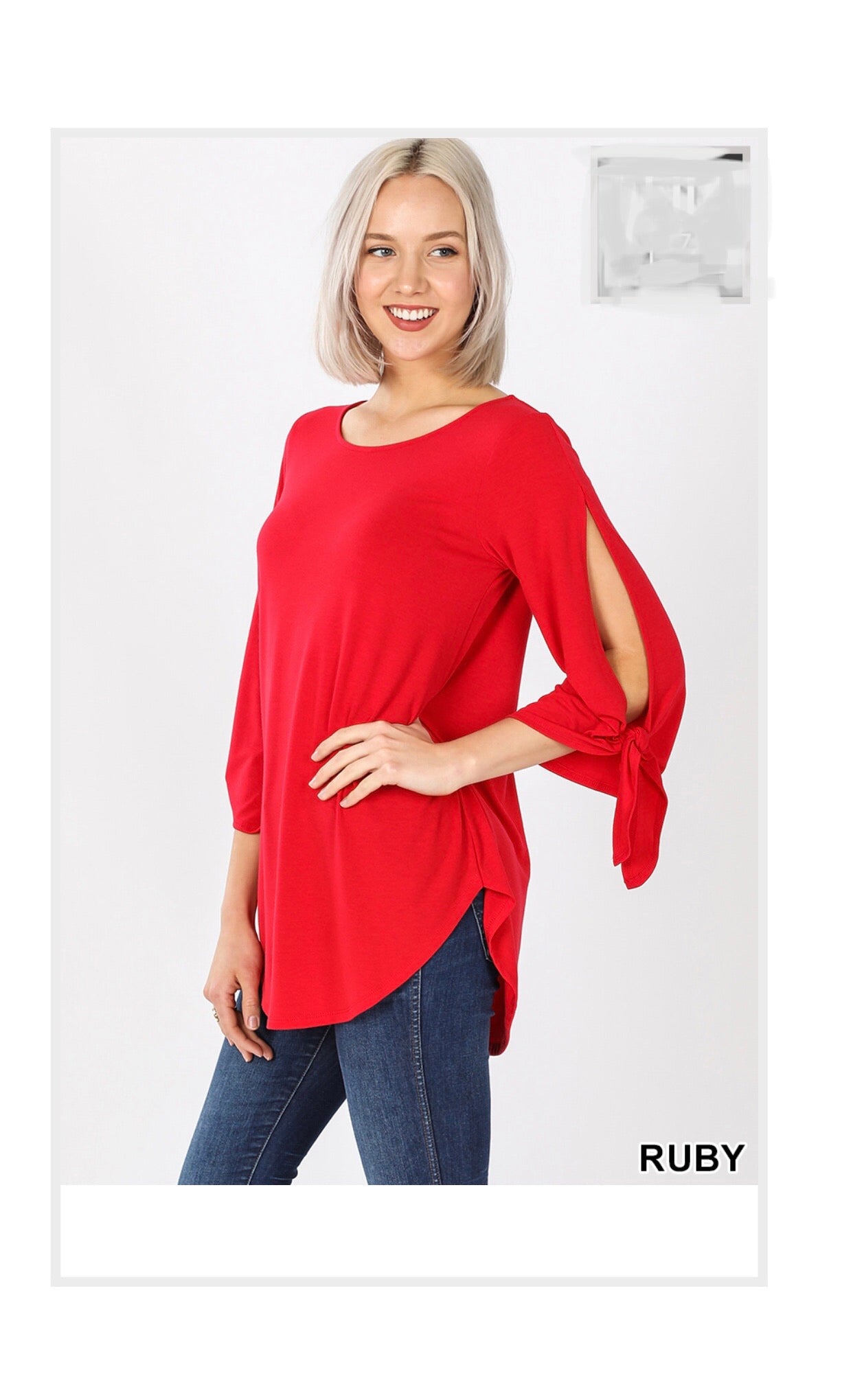 Ruby Red 3/4 Sleeve