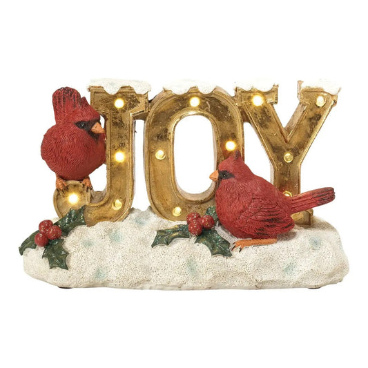 FIG JOY RED BIRDS LIGHTED RSN 5"H