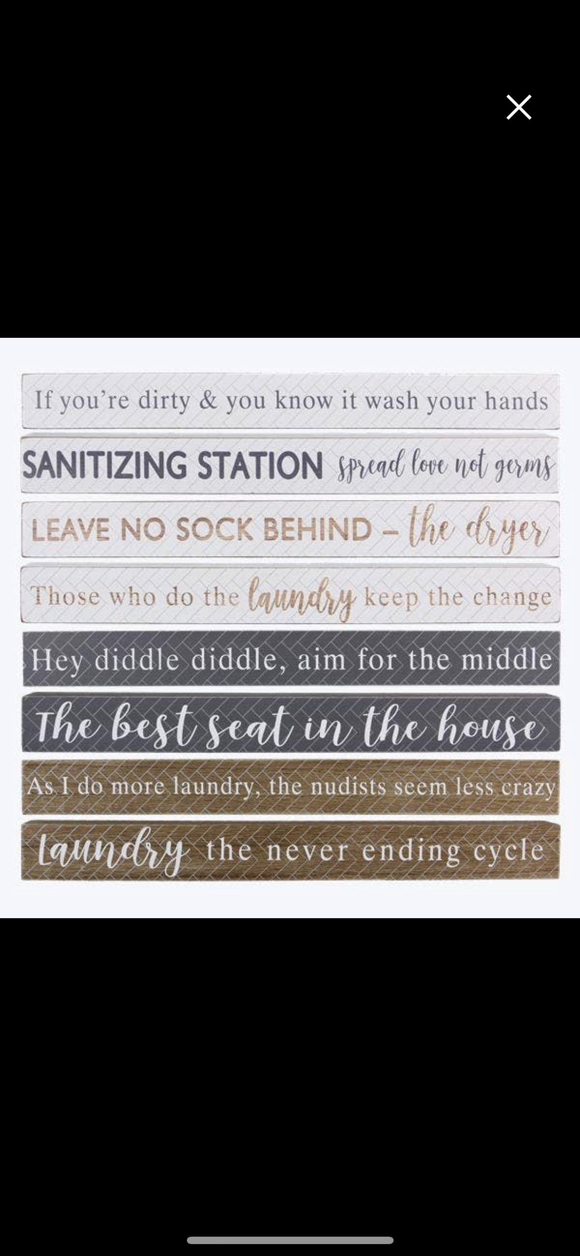 Wood Block Laundry/Bath Sign (8 assorted)
