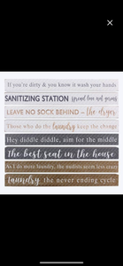 Wood Block Laundry/Bath Sign (8 assorted)