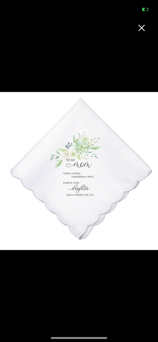 To My Mom Wedding Day Keepsake Hanky