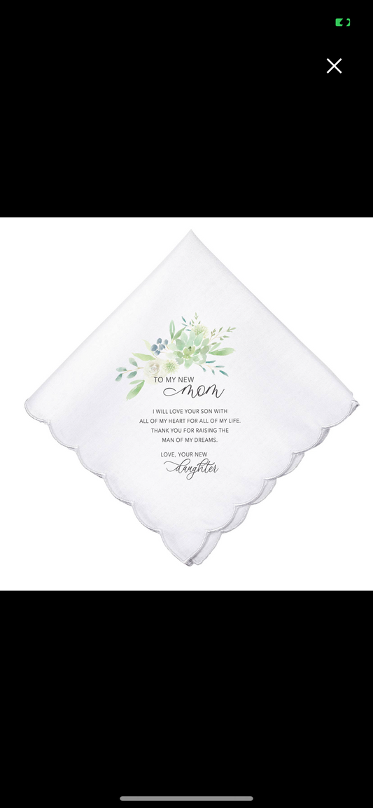 To My New Mom Wedding Day Keepsake Hanky