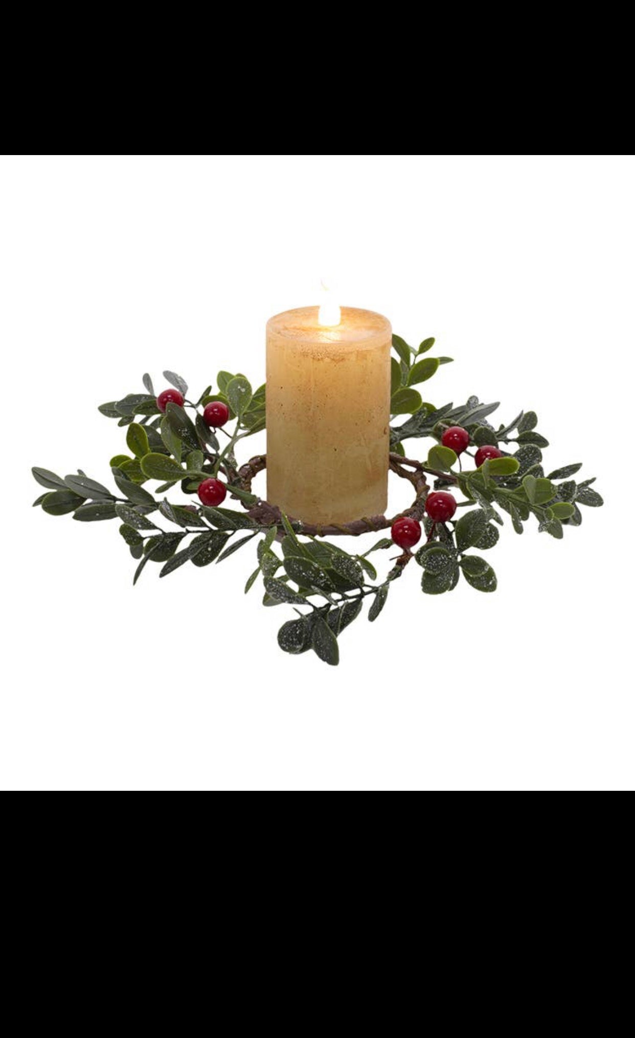 2.5” Red Berry Leaf Candle Ring