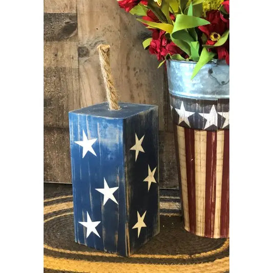 Blue Rustic Wood Firecrackers 9”