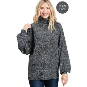 Turtleneck Balloon Sleeve Pullover Sweater