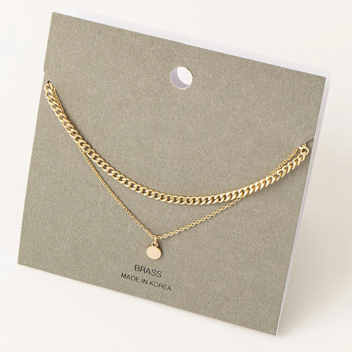 Layered Chain Mini Coin Charm Necklace