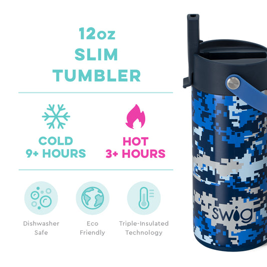 Swig Cool Camo Flip + Sip Slim Tumbler (12oz)
