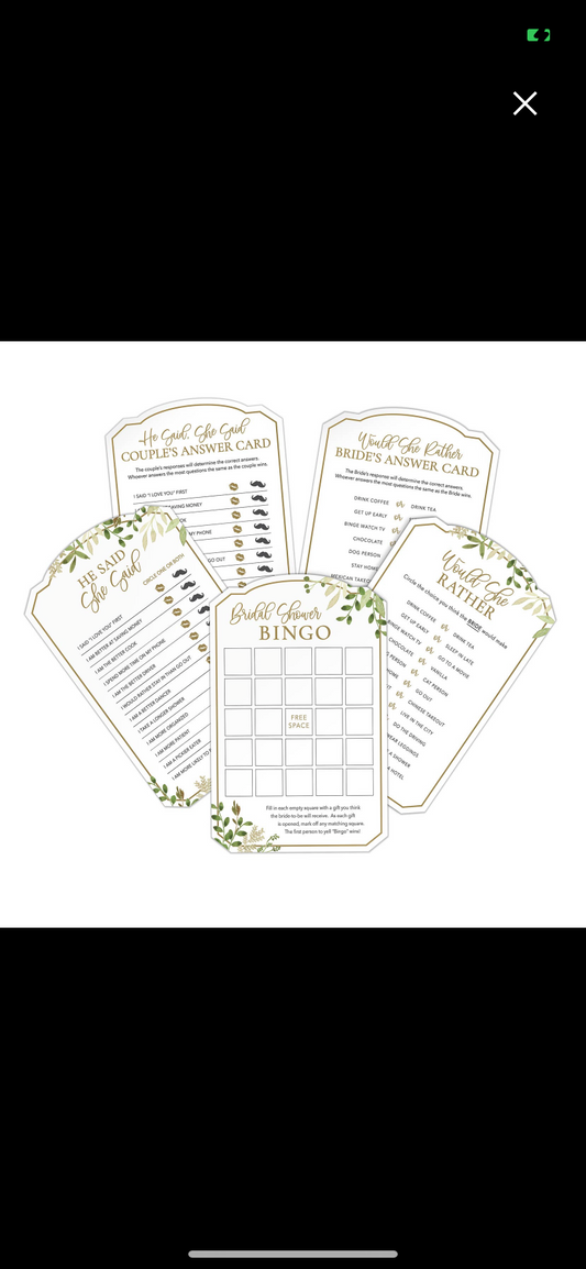 Set of 3 Bridal Shower Games