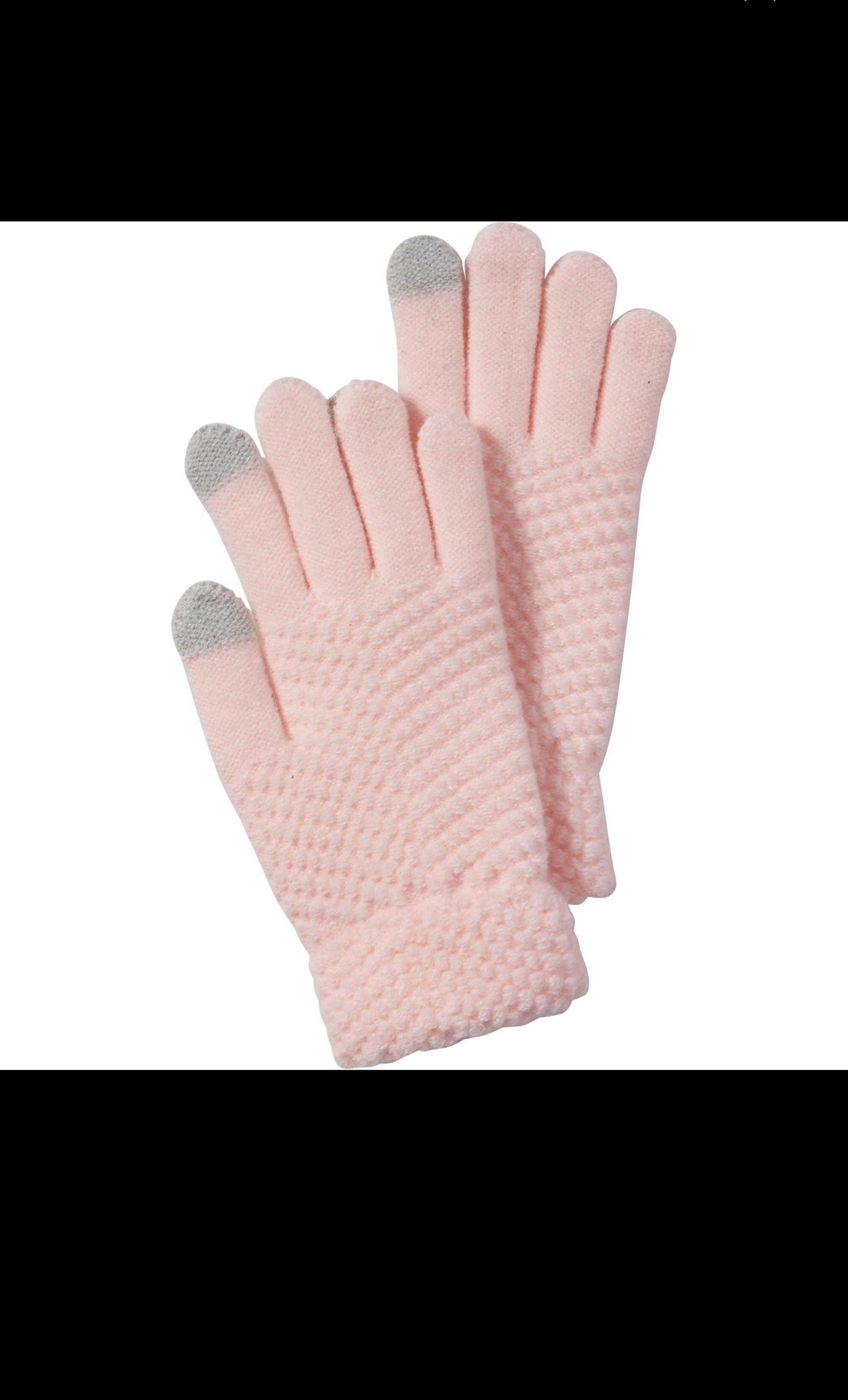 Pink Quilted Texting Knit Gloves