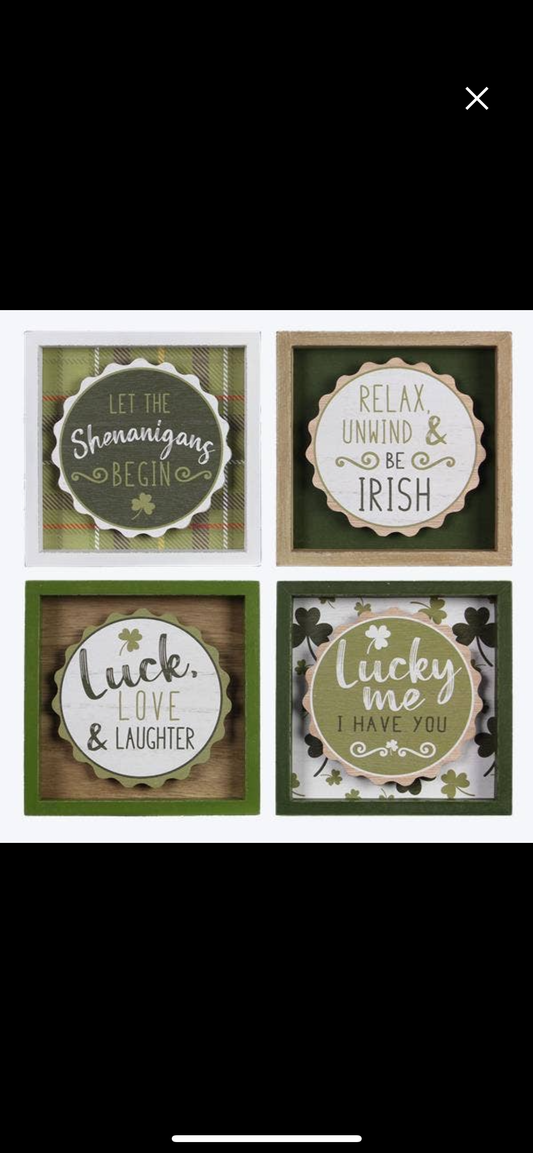 Irish St Patrick’s Wood Box Sign (4 assorted)