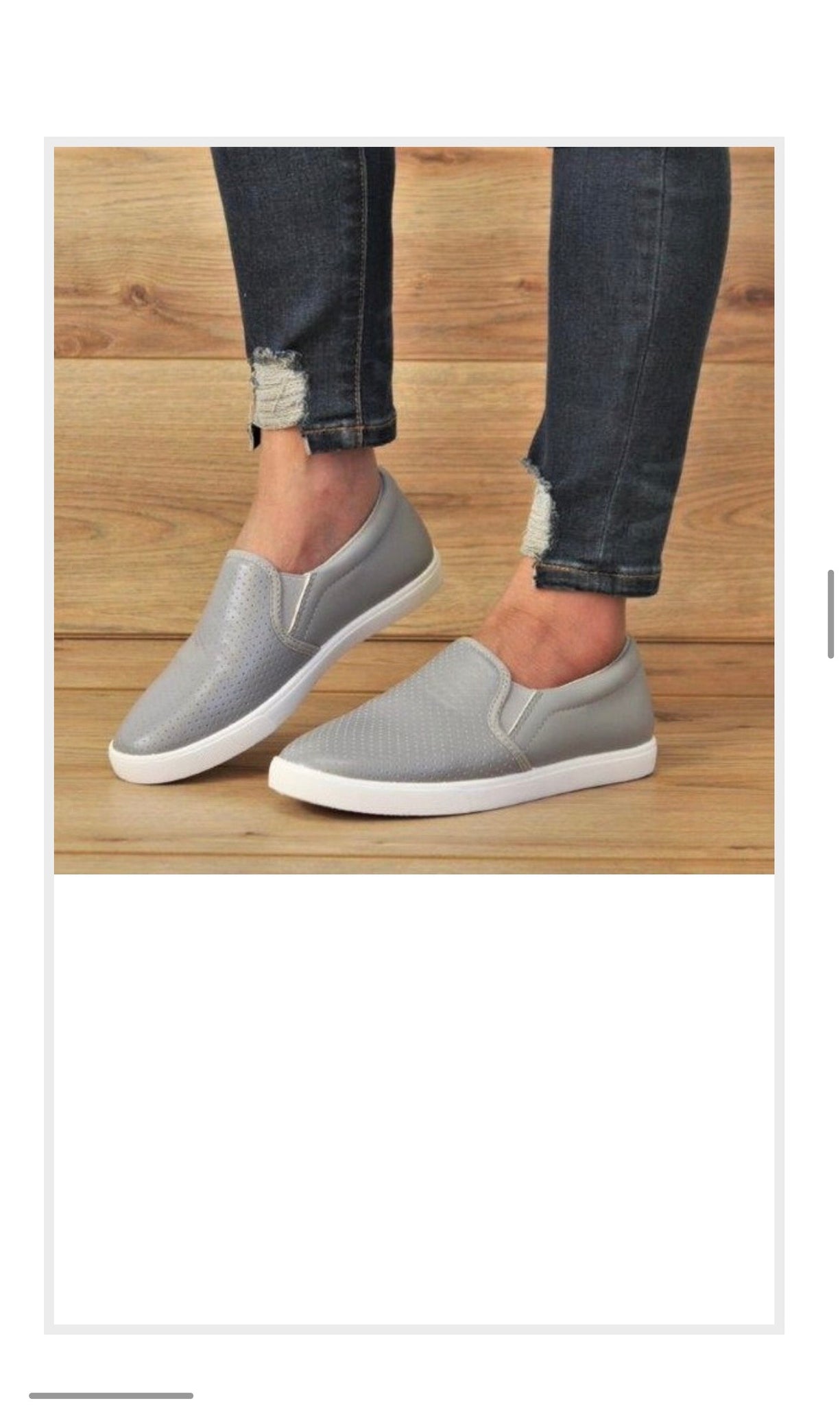 Gray Leather Slip Ons